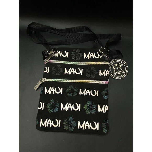 Robin Ruth Handbags - Maui Robin Ruth Purse Bag 2 Zipper Pockets HAWAII Size 8” Black Crossbody